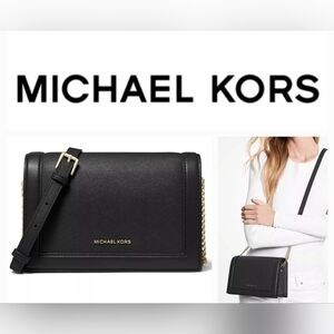 Michael Kors Black Saffiano Leather Jet Set Full Flap Chain Crossbody Bag NWT